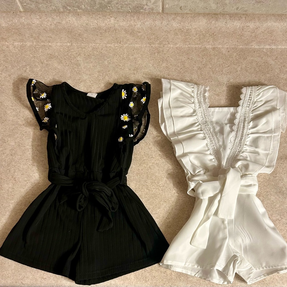 Black and White Kids Romper Set